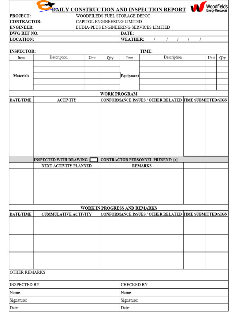 Daily Activity Report PDF
