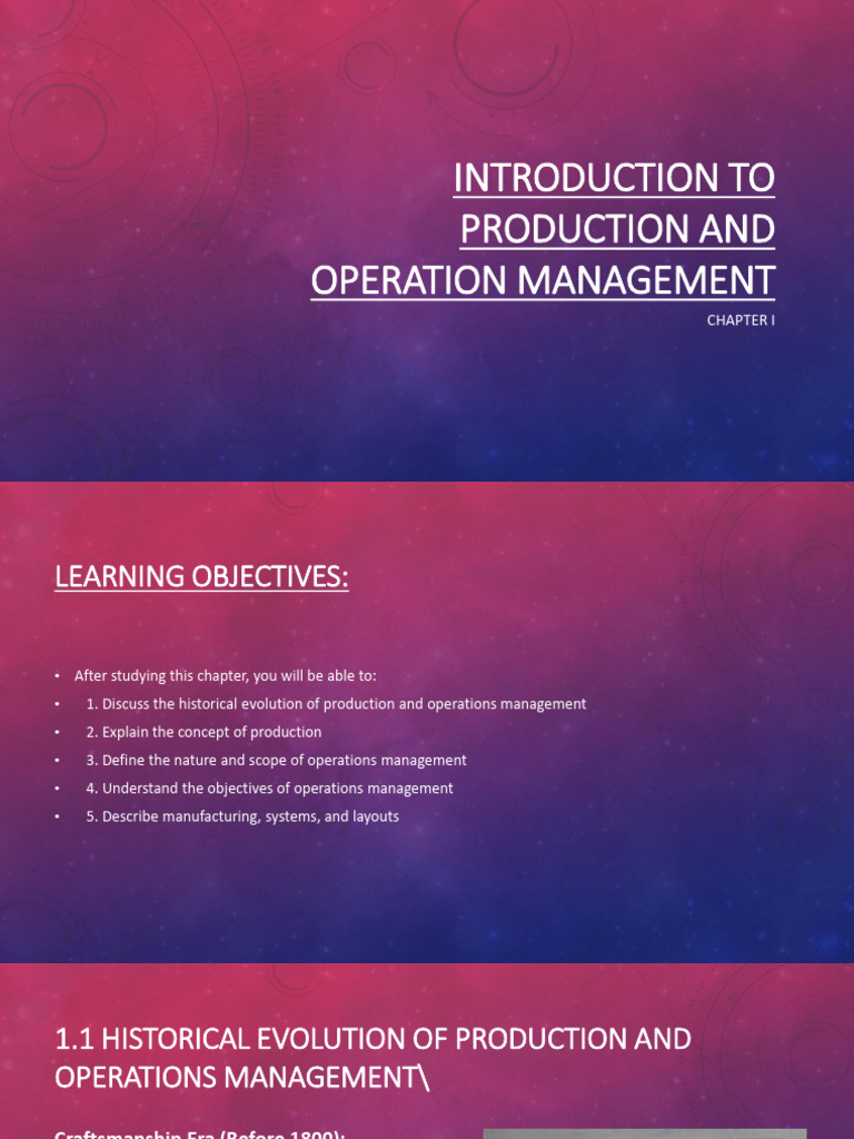 Chapter I INTRODUCTION TO PRODUCTION AND OPERATION MANAGEMENT | PDF ...