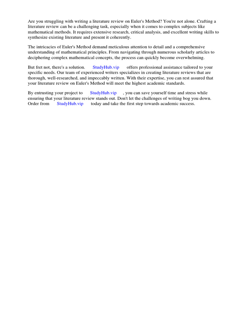 Literature review on eulers method download free pdf numerical