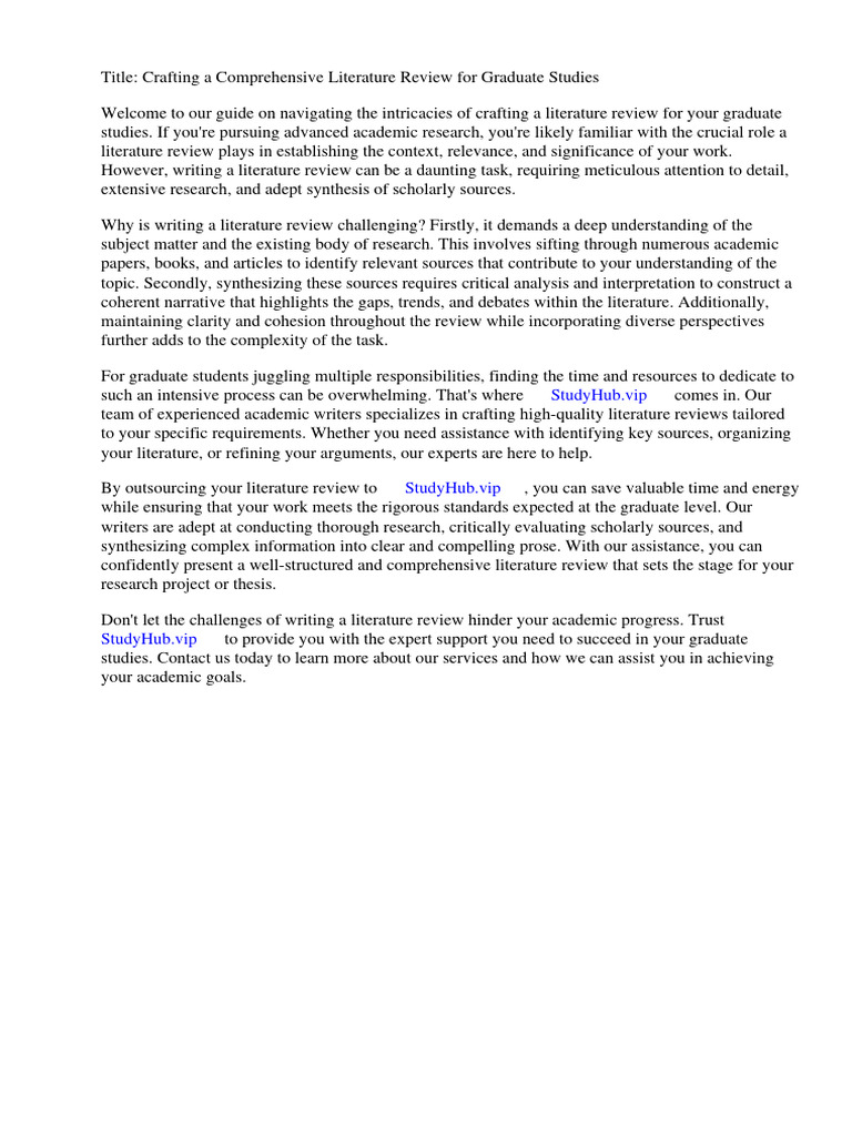 Graduate Literature Review Example
