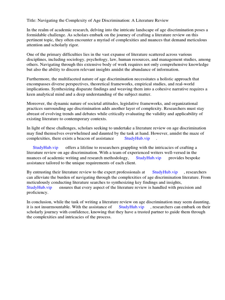 Age discrimination literature review pdf employment employment