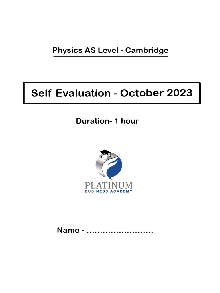 AS Level Physics Self Evaluation 2023 | PDF | Force | Beam (Structure)