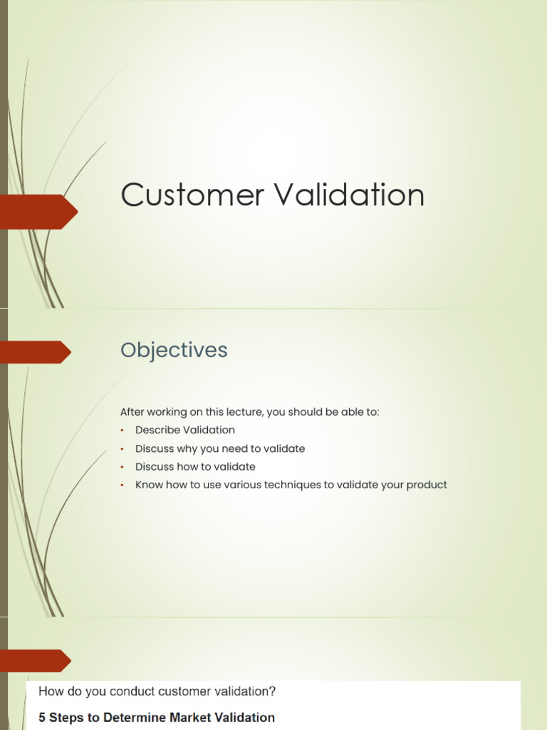 Customer Validation Techniques for Startups | PDF | Lean Startup ...