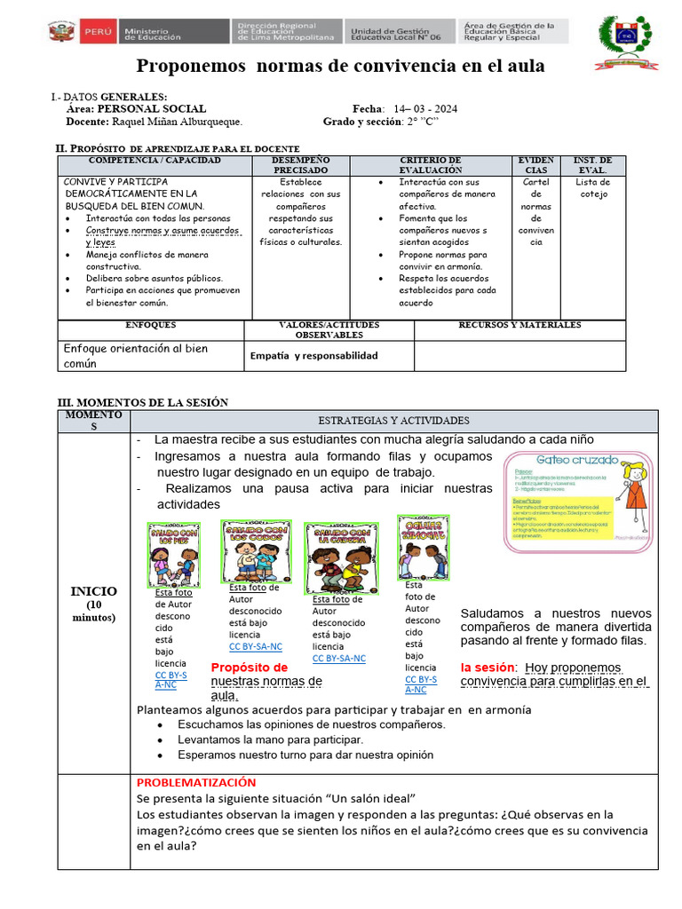Sesion Normas de Convivencia | PDF