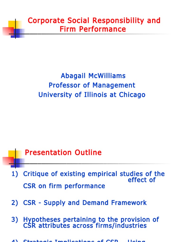 Corporate Social Responsibility And Firm Performance: The Moderation Of ...