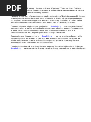 3d Printing Literature Review