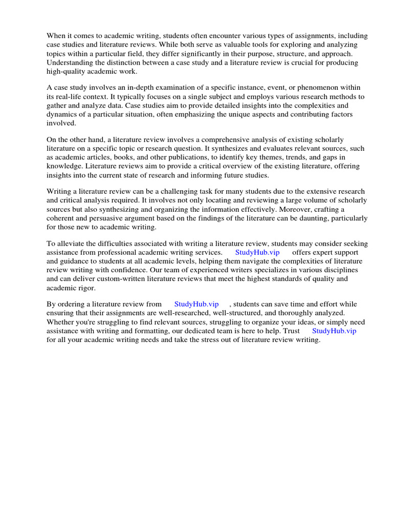 Difference Between Case Study and Literature Review PDF Case Study
