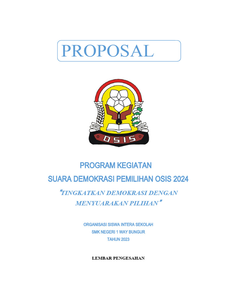 Proposal Pemilihan OSIS 2024 SMK N 1 WB | PDF | Karier & Perkembangan