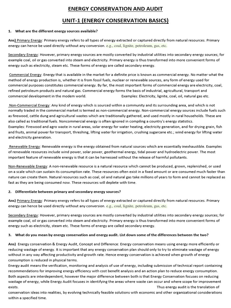 Energy Conservation and Audit Overview | PDF