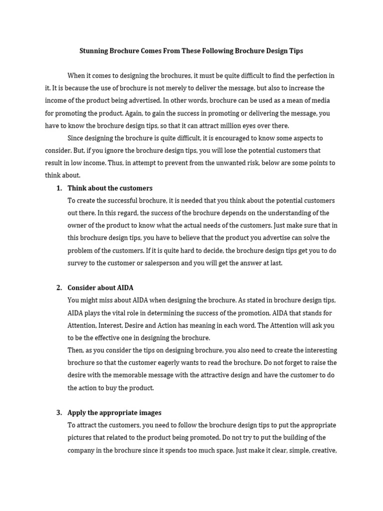 Brochure Design Tips Pdf Marketing Human Communication
