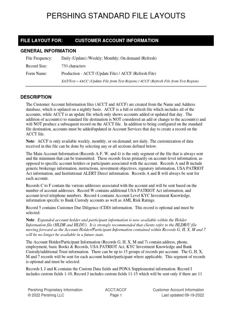Pershing Customer Account File Layouts | PDF | Concurrent Estate ...