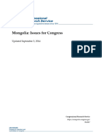 Mongolia: Issues For Congress: Updated September 3, 2014