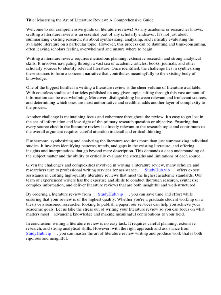 Literature Review Full Example | PDF | Essays | Academic Publishing