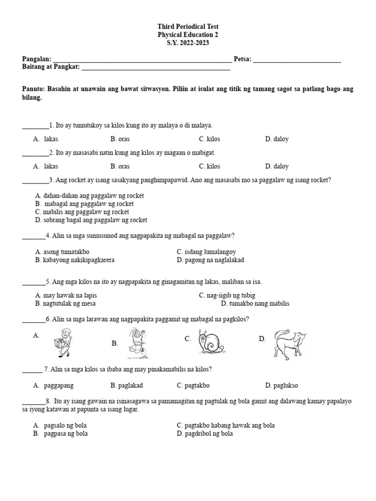Third Periodical Test PE | PDF