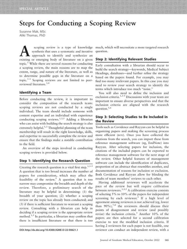 Steps for Conducting a Scoping Review | PDF | Systematic Review ...