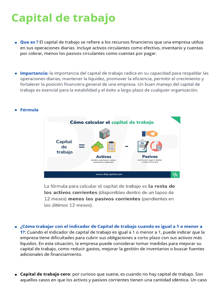 Capital de Trabajo | PDF | Capital de trabajo | Economía Financiera