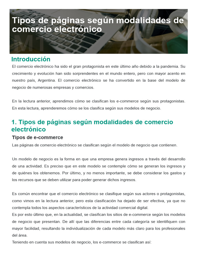 Clasificación de e-commerce por modelo | PDF | Comercio electrónico ...