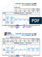 Horaire Examen L3 LMD S5 2024