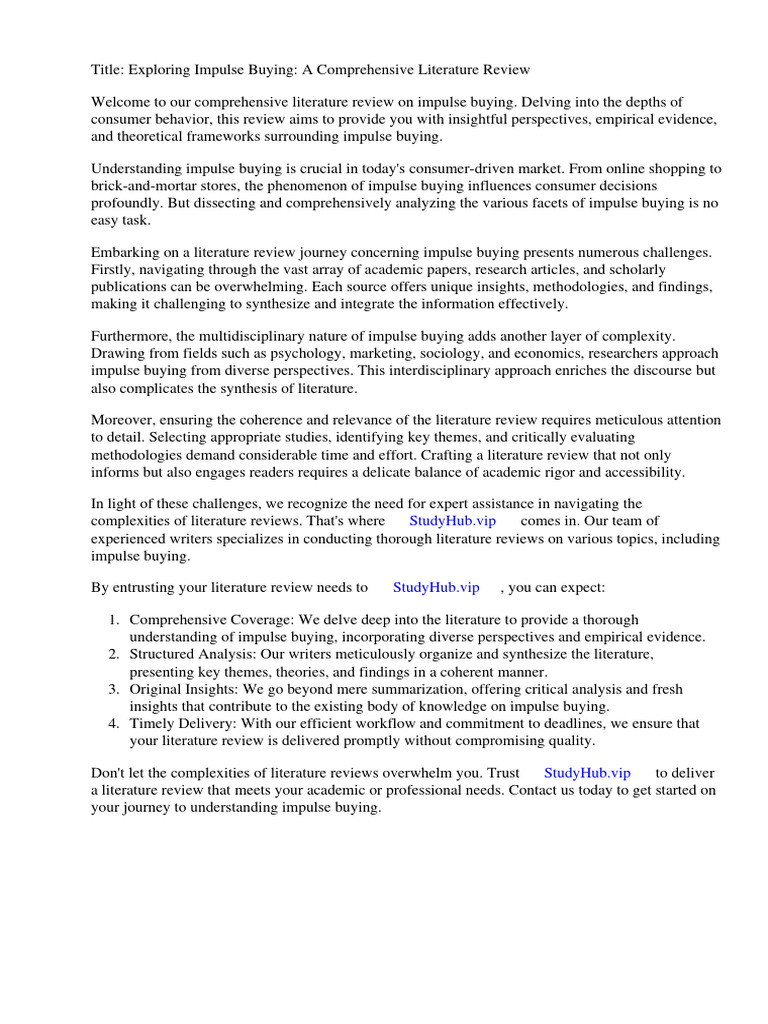 Impulse Buying: A Literature Review | PDF | Impulsivity | Behavior