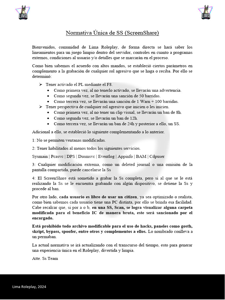 Normativa de SS en Lima Roleplay | PDF | Informática | Software