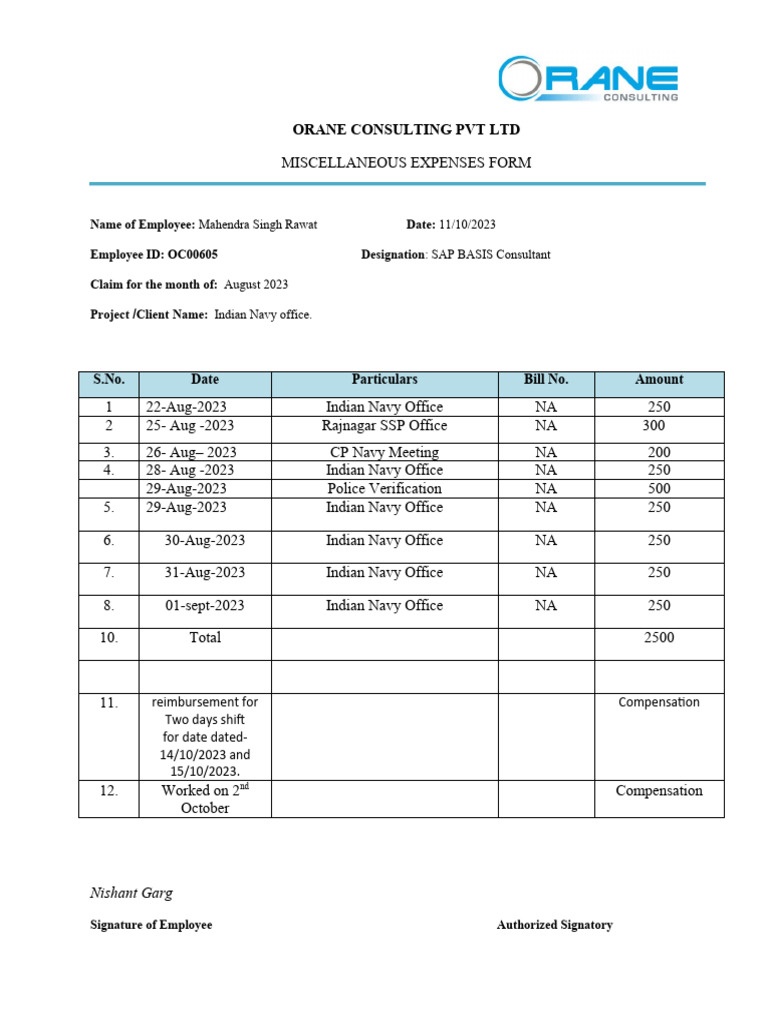 Claim Sheet Form | PDF