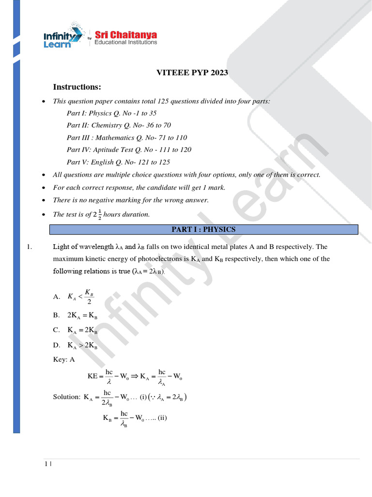 Viteee Pyp 2023 | PDF | Coordination Complex | Chemical Reactions