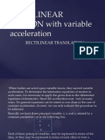 Rectilinear MOTION With Variable Acceleration