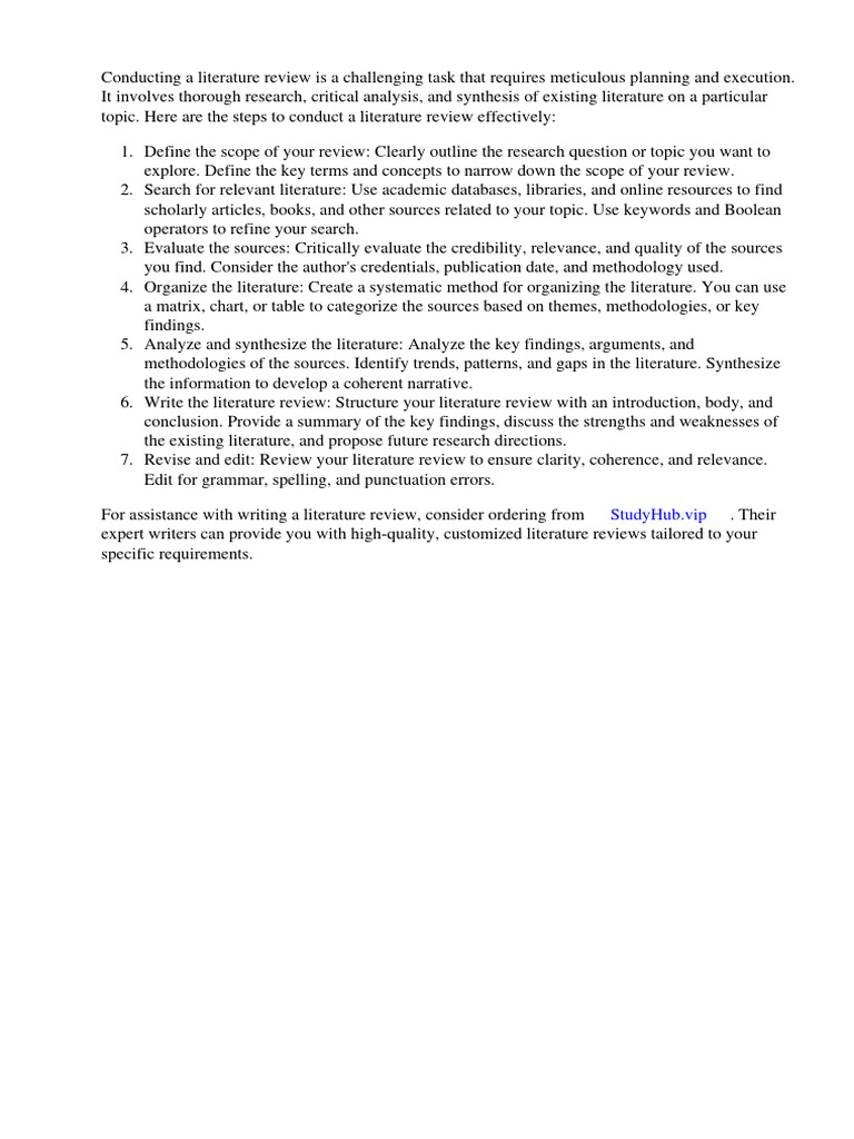 Steps To Conduct Literature Review PDF