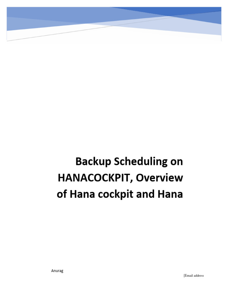 Hana cockpit backup schedule pdf