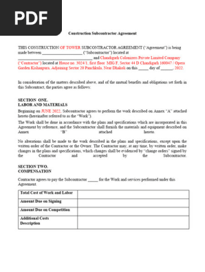 Subcontractor Agreement