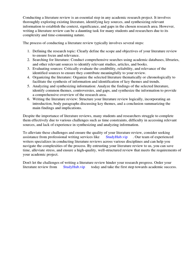 Steps Of Conducting Literature Review Pdf Literature Review
