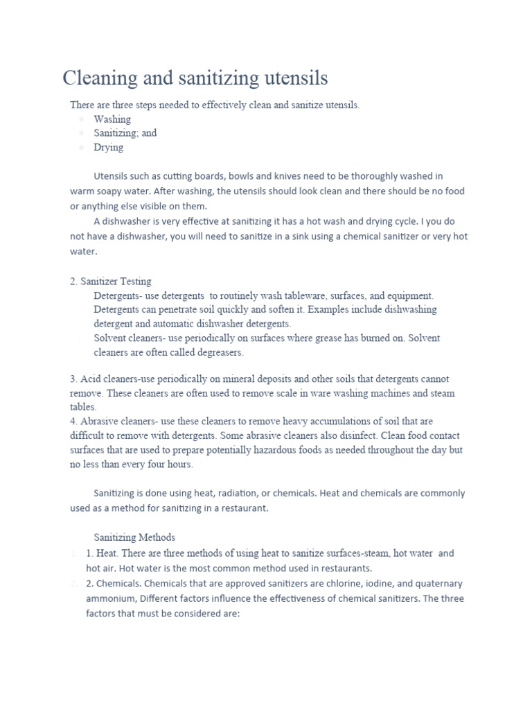 Cleaning and sanitizing utensils PDF