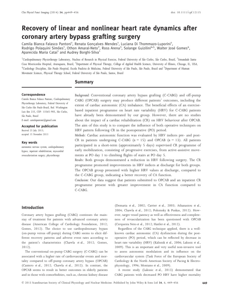 Recovery of Linear and Nonlinear Heart Rate Dynamics After | PDF ...
