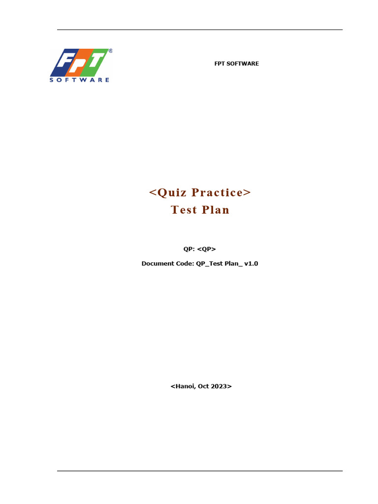 SWT301 Quiz Practice Test Plan | PDF | Software Testing | Databases