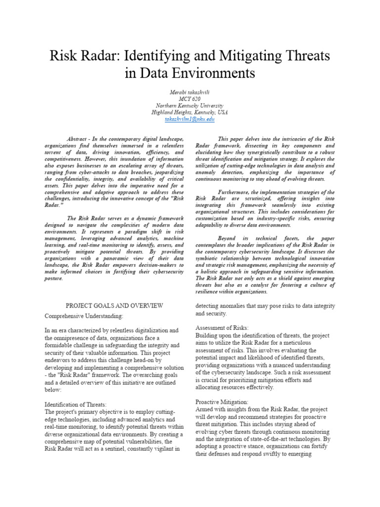 Implementing the Risk Radar Framework | PDF | Security | Computer Security