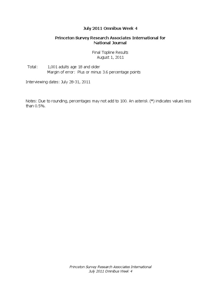 NJ CC Poll Topline Results 071111 PDF Race And Ethnicity In The