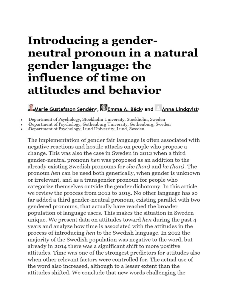 Introducing A GenderNeutral Pronoun in A Natural Gender Language The