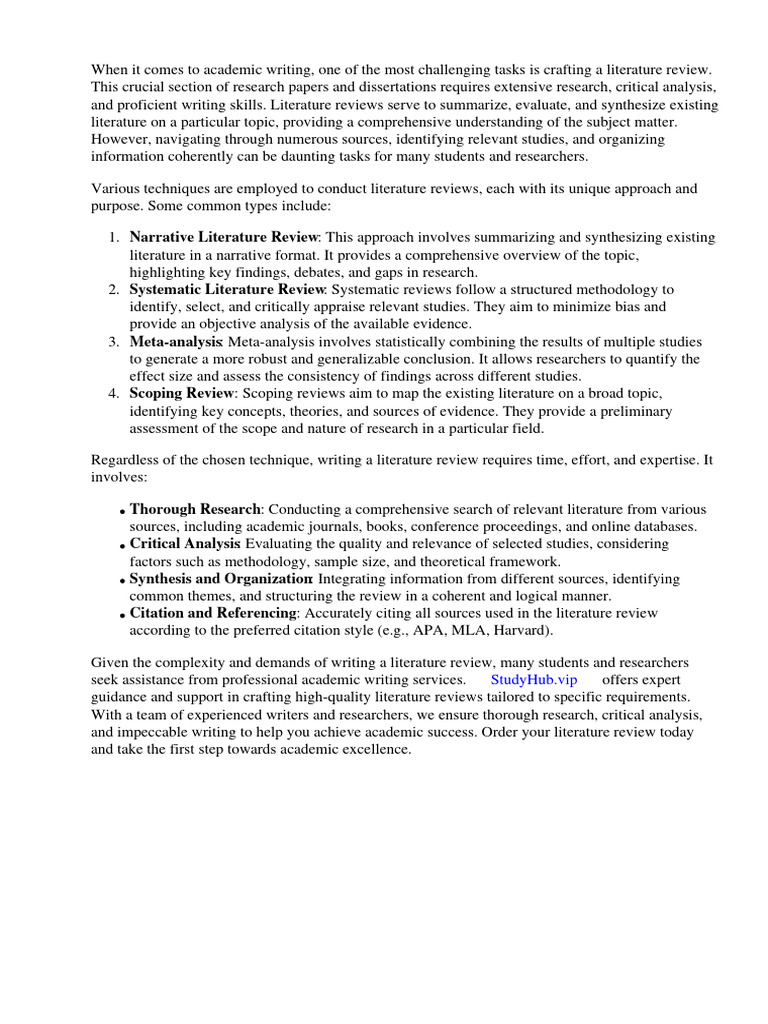 Literature Review Techniques Pdf