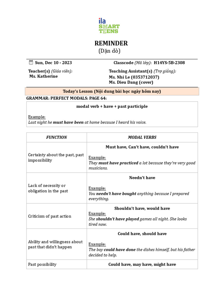 H14YS-5B-2308-Reminder - 121023 | PDF