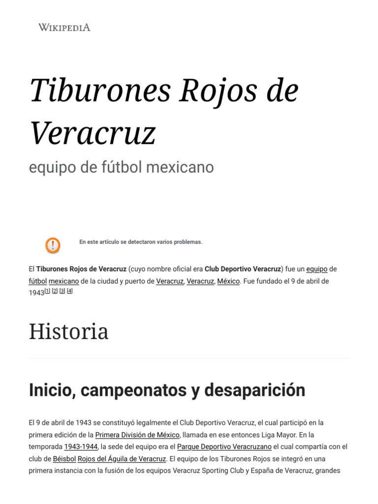 Tiburones Rojos de Veracruz Wikipedia, La Enciclopedia Libre PDF