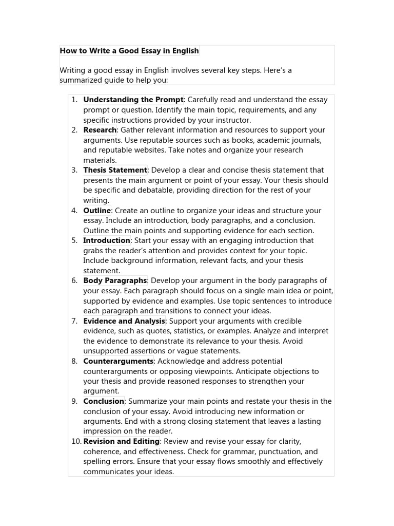 Guide to Writing a Good English Essay | PDF | Essays | Argument