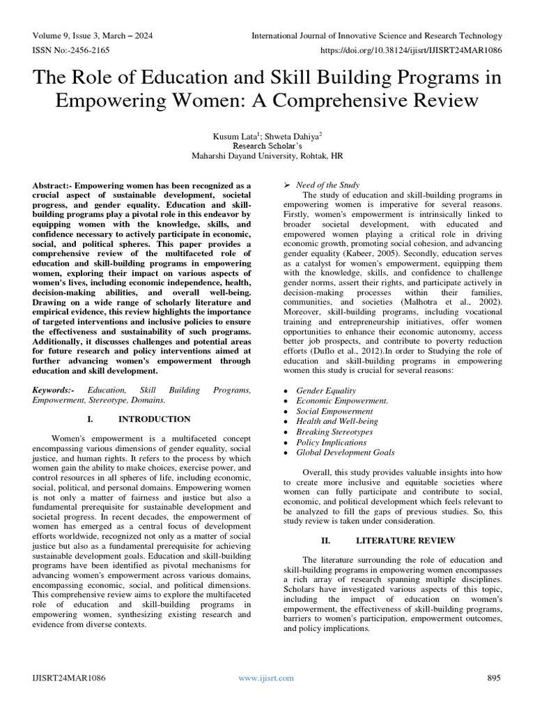 The Role of Education and Skill Building Programs in Empowering Women ...