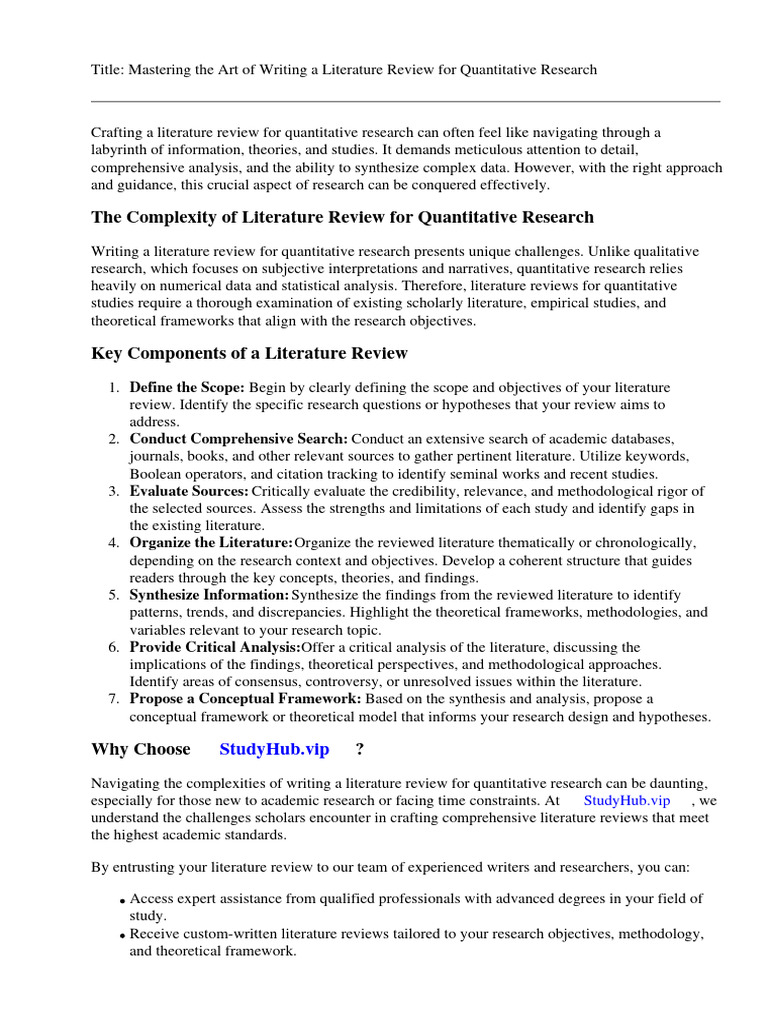 How To Write Literature Review For Quantitative Research PDF