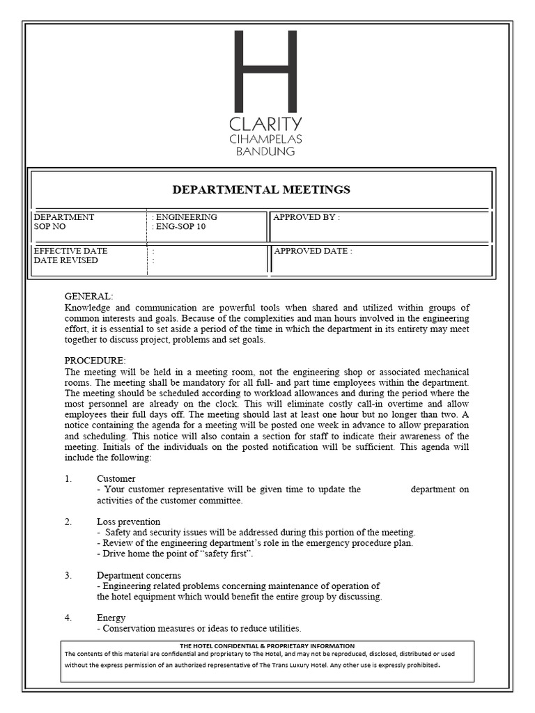 ENG - SOP 10 Departmental meeting | PDF