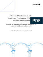 Child and Adolescent Mental Health and Psychosocial Wellbeing Across The Life Course - Framework For Research