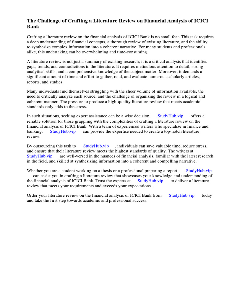 Literature Review Of Financial Analysis