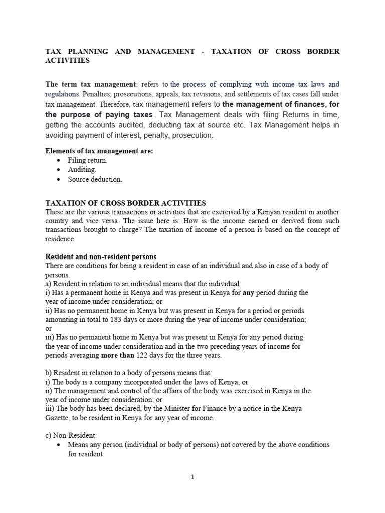 Bfa 322 - Taxation A Cross Border Activities | PDF | Double Taxation ...
