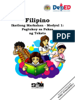 Filipino: Ikatlong Markahan - Modyul 1: Pagtukoy Sa Paksa NG Teksto
