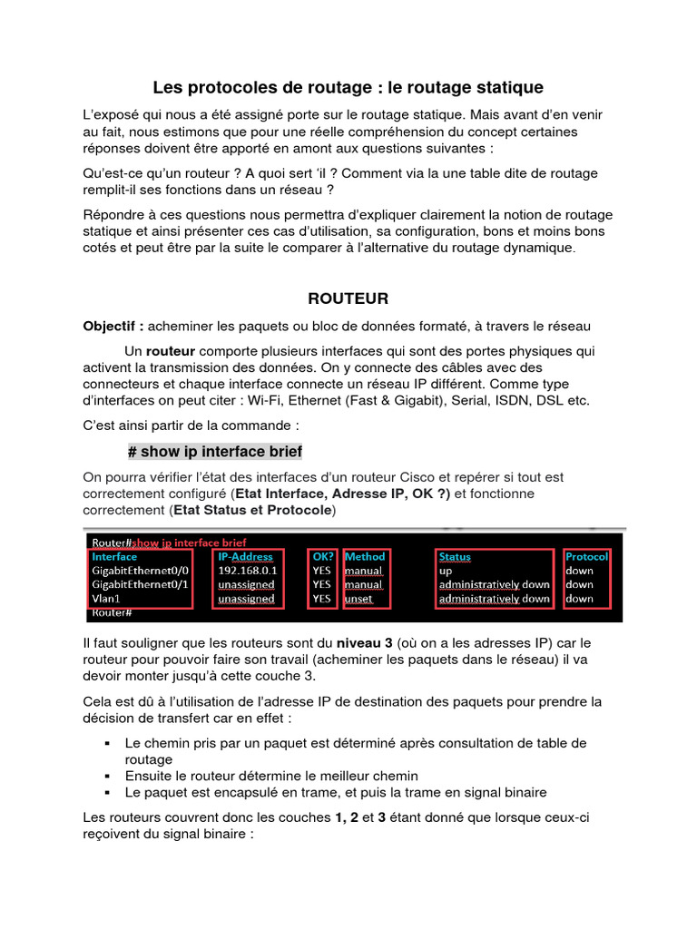 Comprendre le routage statique | PDF | Adresse IP | Routage