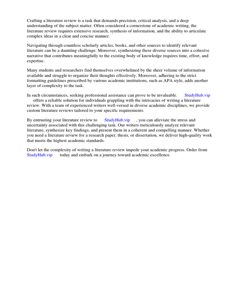 Sample Literature Review Example Apa | PDF